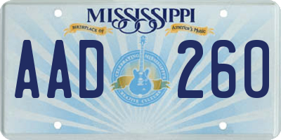 MS license plate AAD260