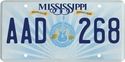 MS license plate AAD268