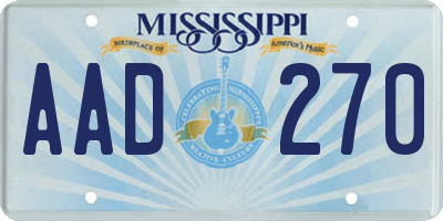 MS license plate AAD270