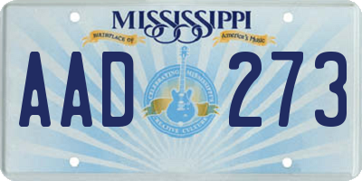 MS license plate AAD273