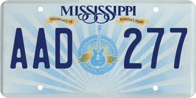 MS license plate AAD277