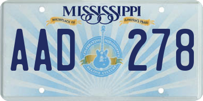 MS license plate AAD278