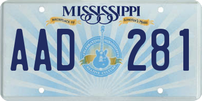 MS license plate AAD281