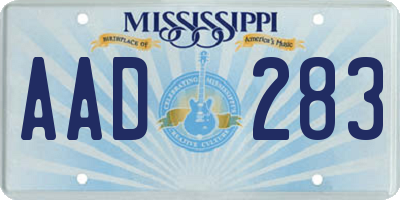 MS license plate AAD283