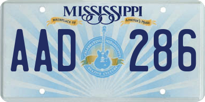 MS license plate AAD286