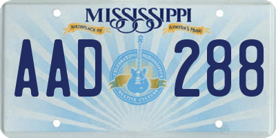 MS license plate AAD288