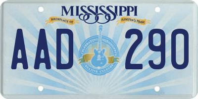 MS license plate AAD290