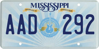 MS license plate AAD292