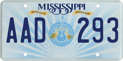 MS license plate AAD293