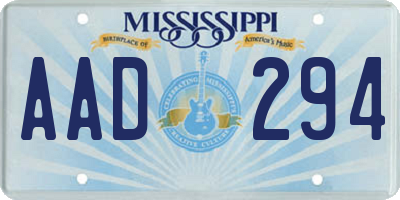 MS license plate AAD294