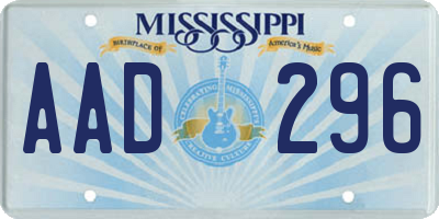 MS license plate AAD296