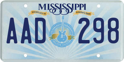 MS license plate AAD298