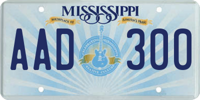 MS license plate AAD300