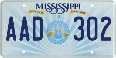 MS license plate AAD302