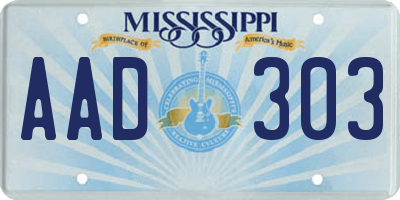 MS license plate AAD303