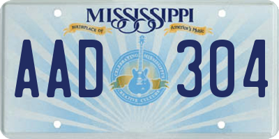 MS license plate AAD304