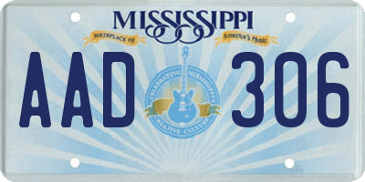 MS license plate AAD306