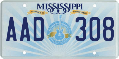 MS license plate AAD308