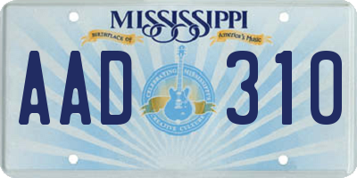 MS license plate AAD310