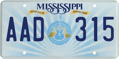 MS license plate AAD315