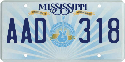 MS license plate AAD318