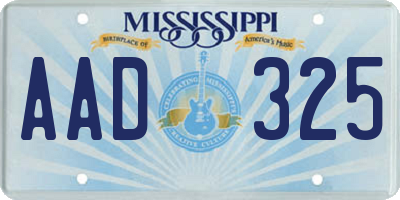 MS license plate AAD325