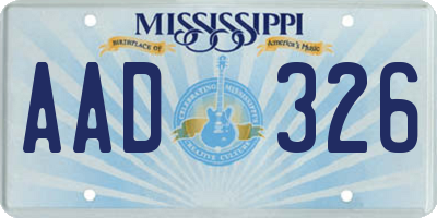 MS license plate AAD326