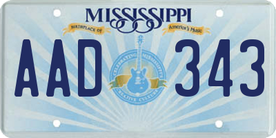 MS license plate AAD343