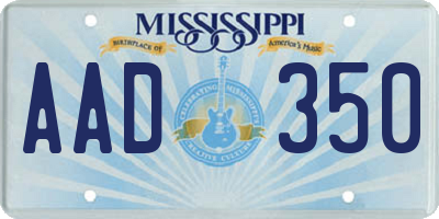 MS license plate AAD350