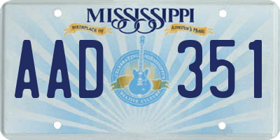 MS license plate AAD351