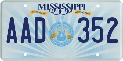 MS license plate AAD352