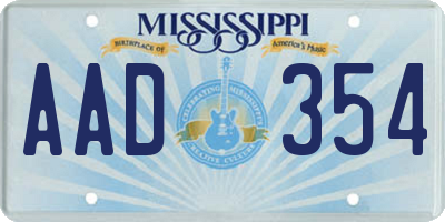 MS license plate AAD354