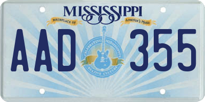 MS license plate AAD355
