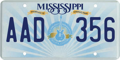 MS license plate AAD356