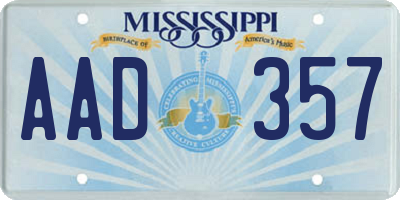 MS license plate AAD357