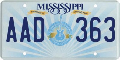 MS license plate AAD363