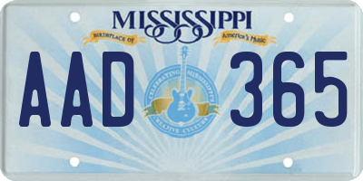 MS license plate AAD365