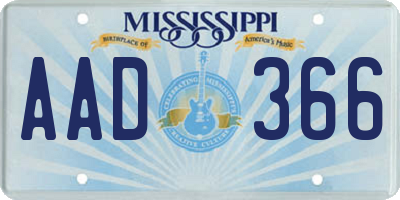 MS license plate AAD366