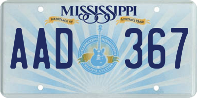 MS license plate AAD367