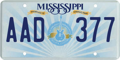 MS license plate AAD377