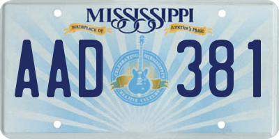 MS license plate AAD381