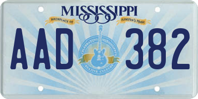 MS license plate AAD382