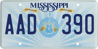 MS license plate AAD390