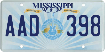 MS license plate AAD398