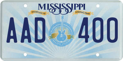 MS license plate AAD400