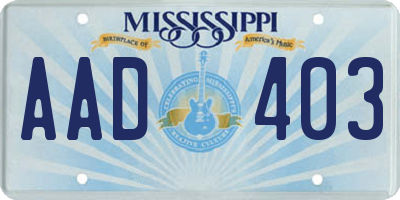 MS license plate AAD403