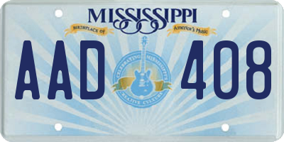 MS license plate AAD408