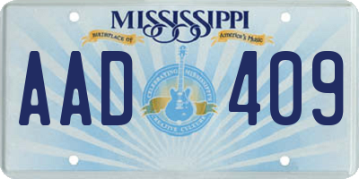 MS license plate AAD409