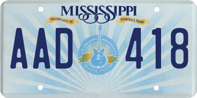 MS license plate AAD418