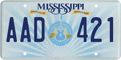 MS license plate AAD421